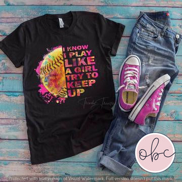 Softball- Play Like a Girl Graphic Tee